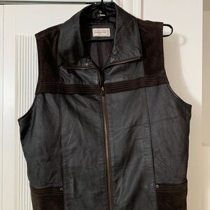 Tellement Vous Tradition brown vest genuine leather dark brown
